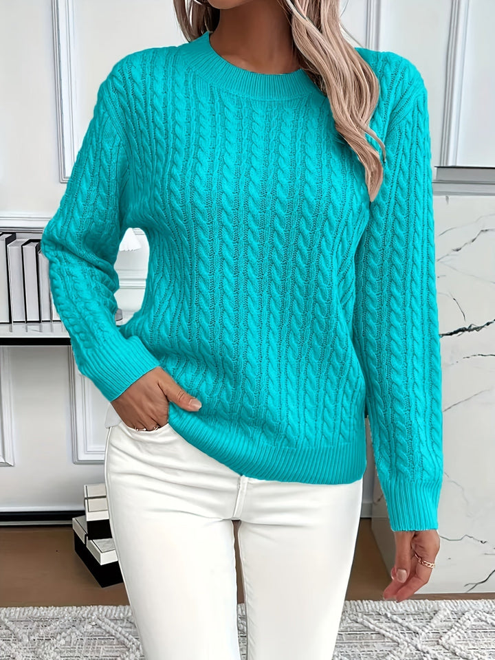 Maya™ - Elegant warm cable knit sweater