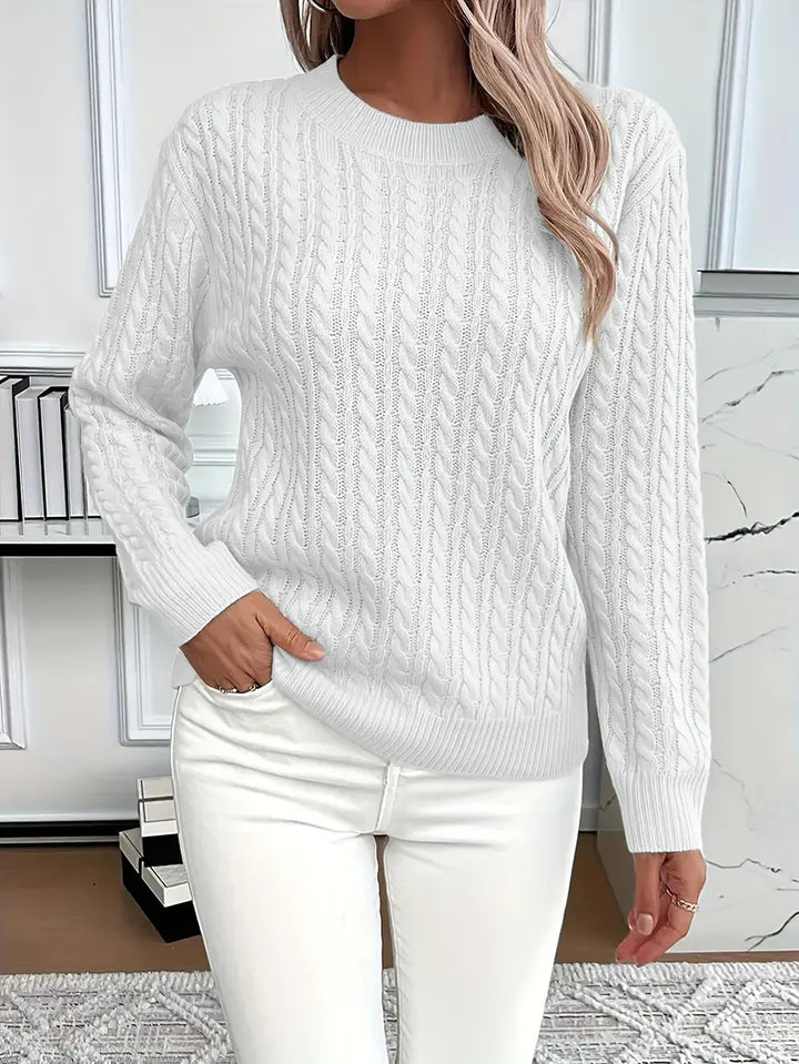 Maya™ - Elegant warm cable knit sweater