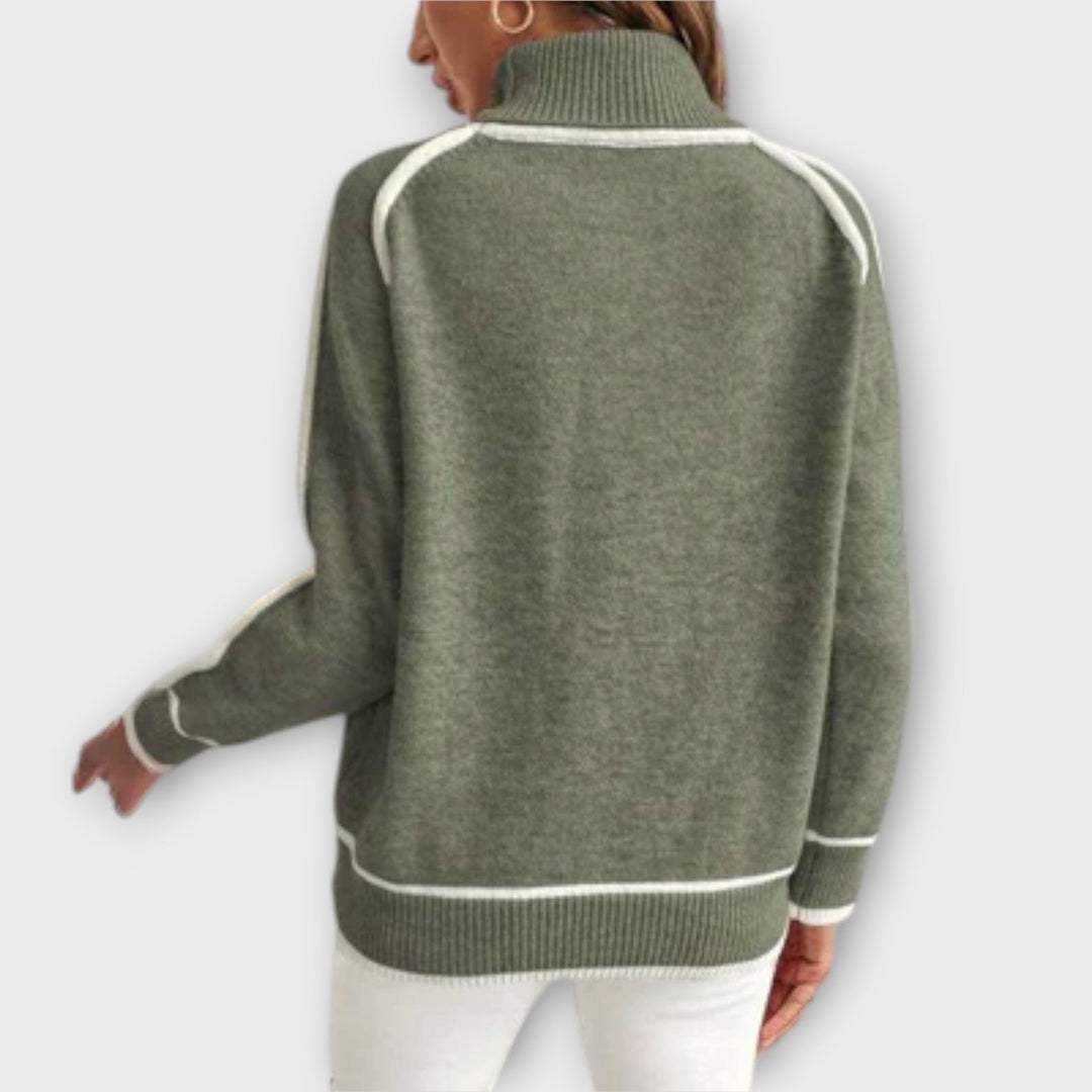 Maya™ - Luxury Olive Green Linen Sweater
