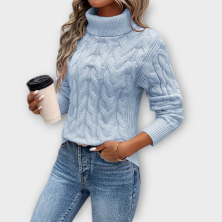 Maya™ – Elegant High Neck Knit Sweater