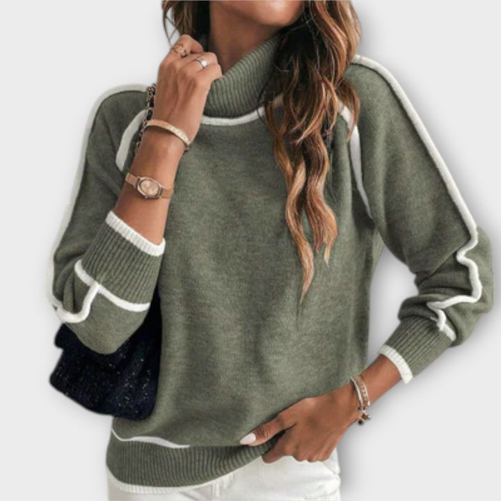 Maya™ - Luxury Olive Green Linen Sweater