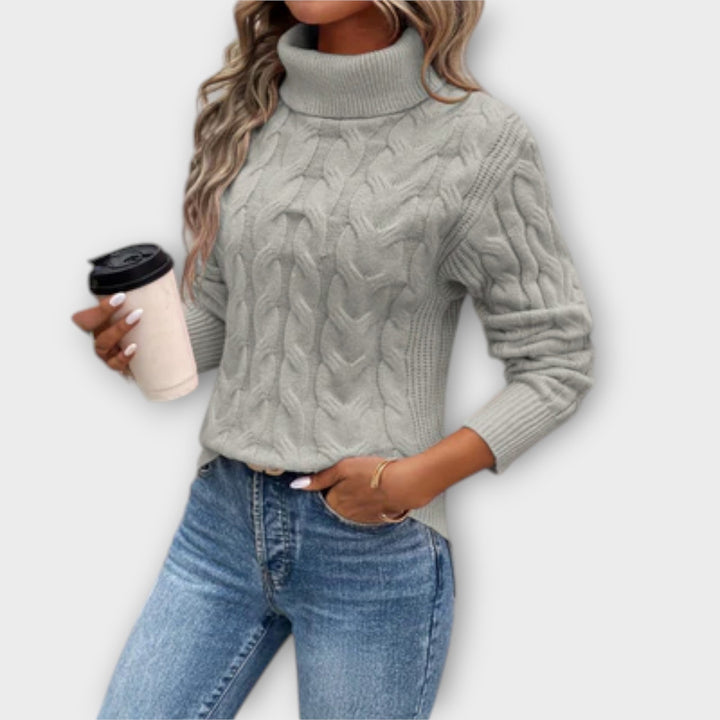 Maya™ – Elegant High Neck Knit Sweater