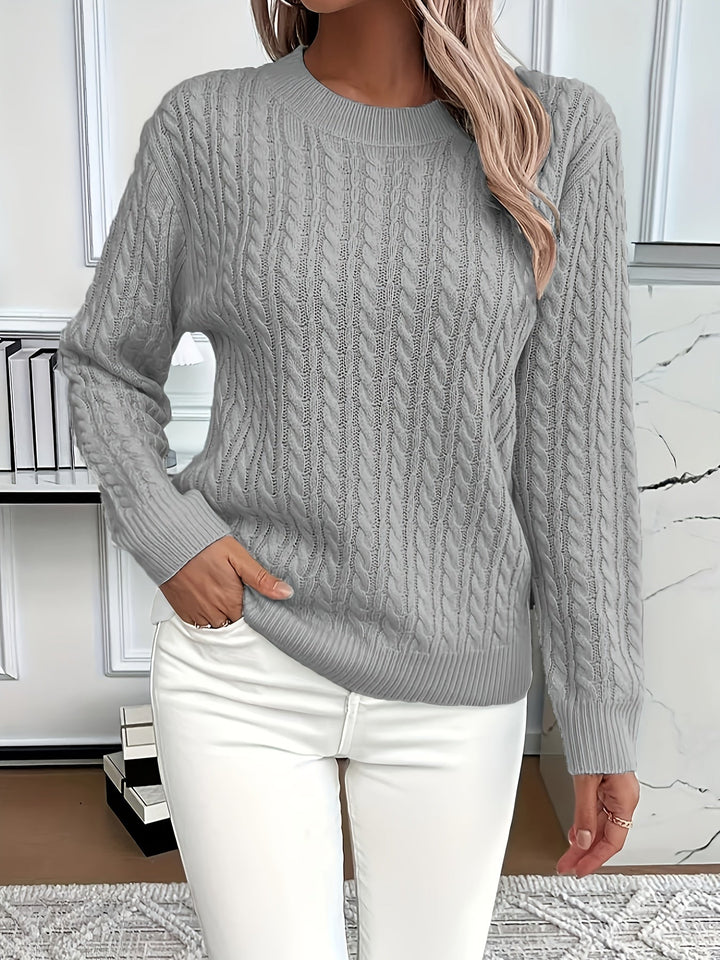 Maya™ - Elegant warm cable knit sweater