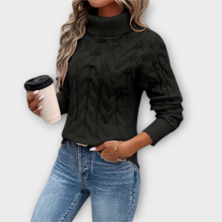 Maya™ – Elegant High Neck Knit Sweater