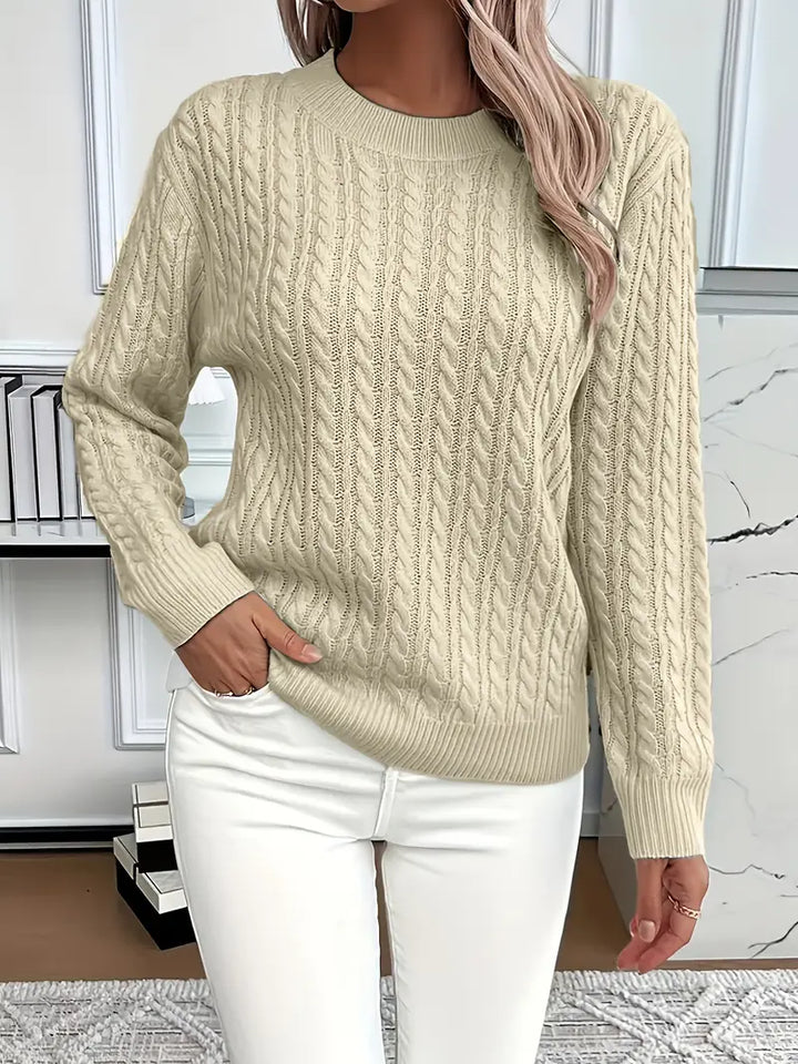 Maya™ - Elegant warm cable knit sweater