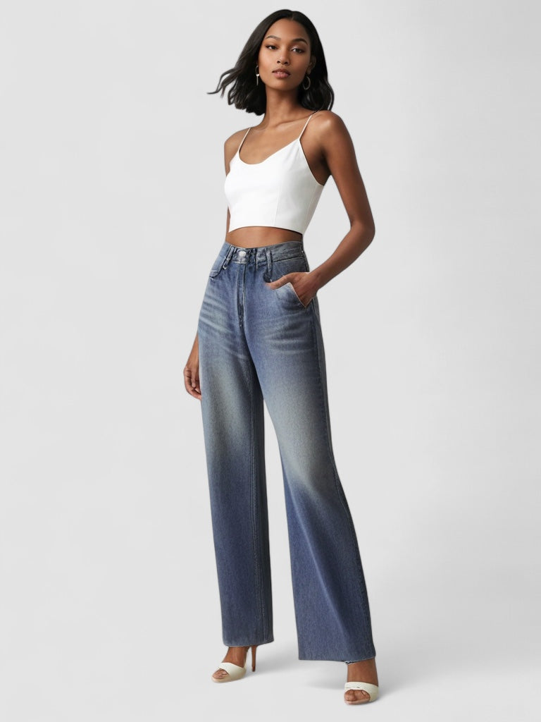 Maya™ | Wide Jeans with Worn Effect
