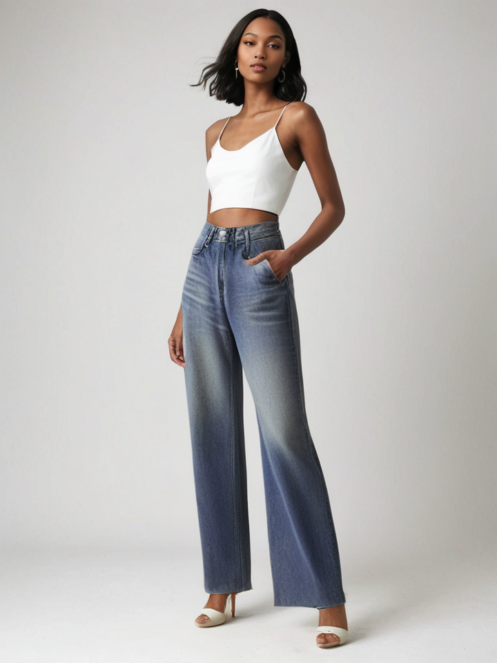 Maya™ | Wide Jeans with Worn Effect