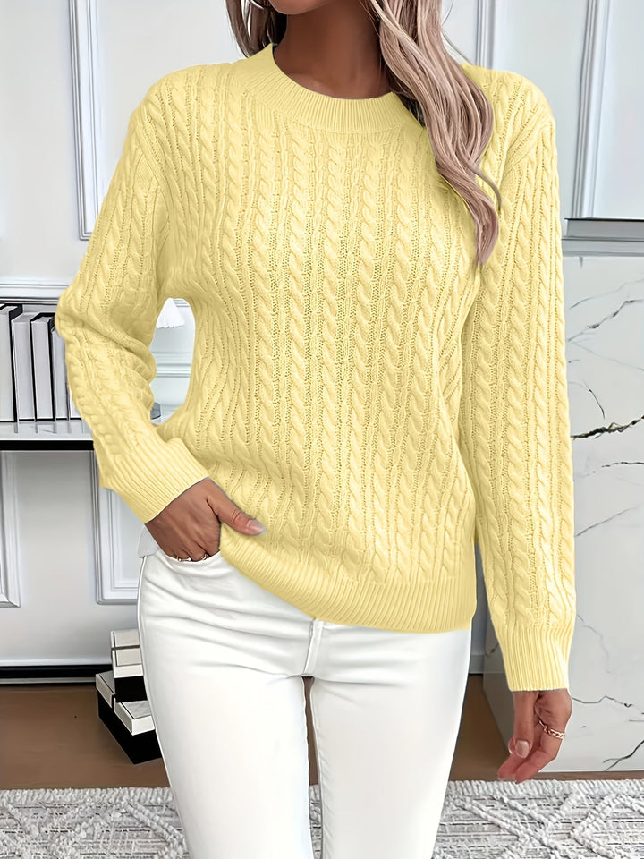 Maya™ - Elegant warm cable knit sweater