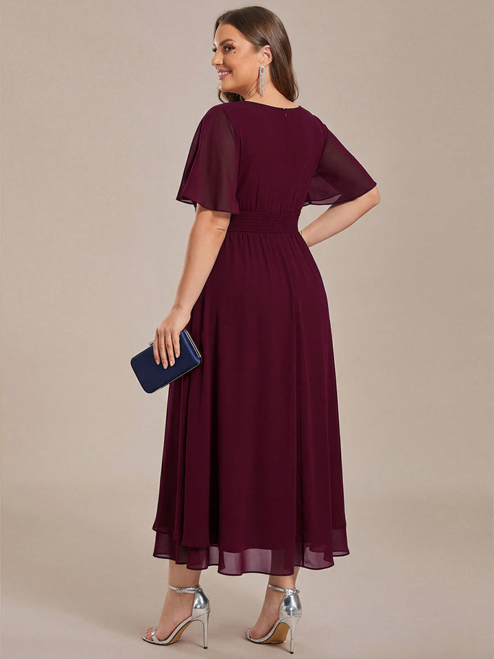 Maya| Elegant Chiffon Ruffle Sleeve Formal Dress