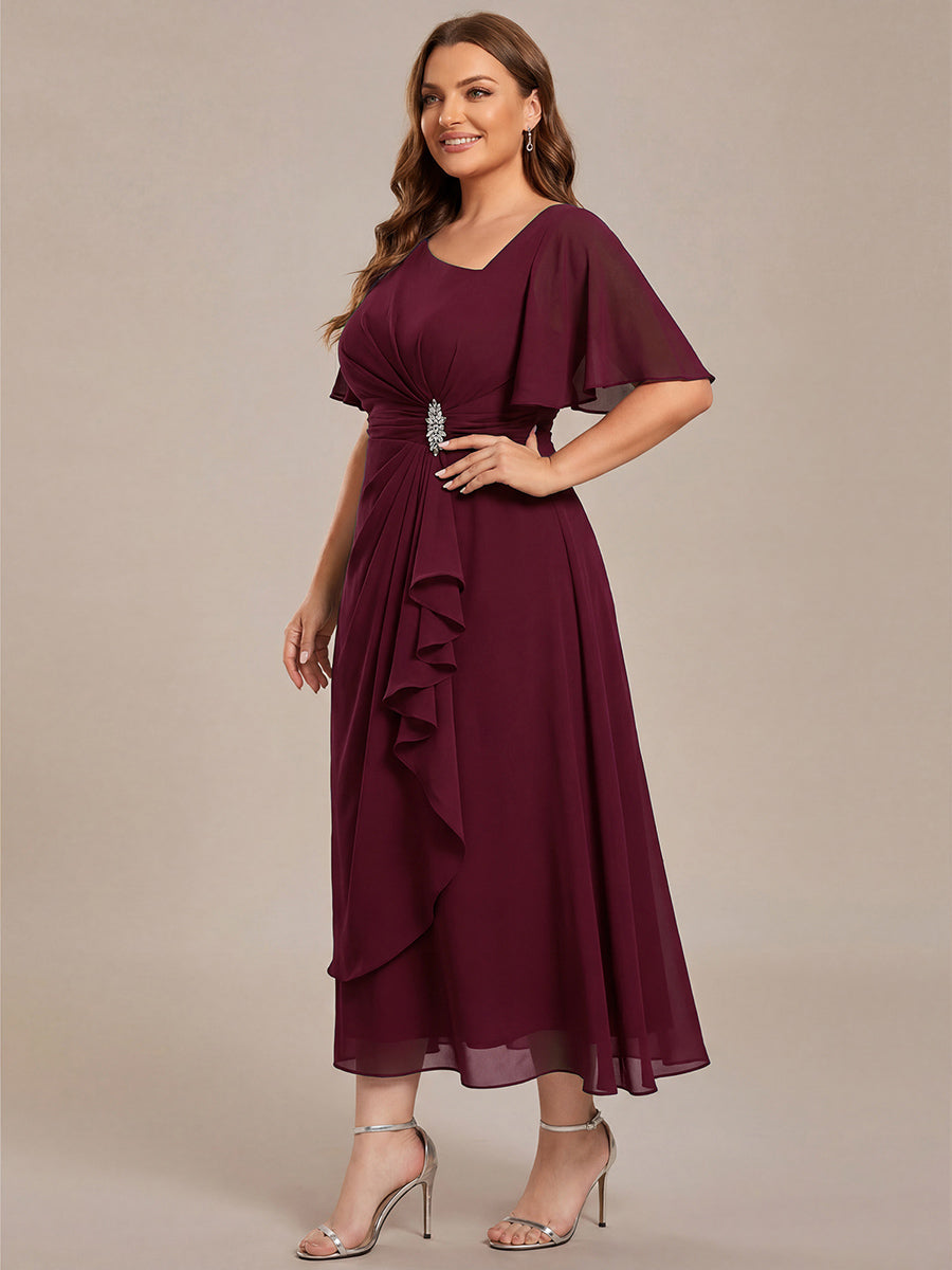 Maya| Elegant Chiffon Ruffle Sleeve Formal Dress