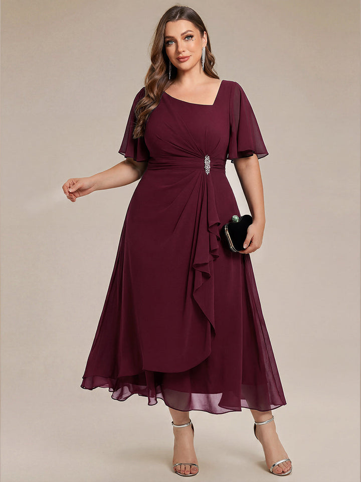 Maya| Elegant Chiffon Ruffle Sleeve Formal Dress