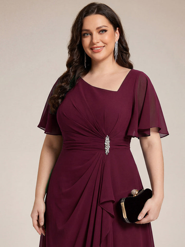 Maya| Elegant Chiffon Ruffle Sleeve Formal Dress