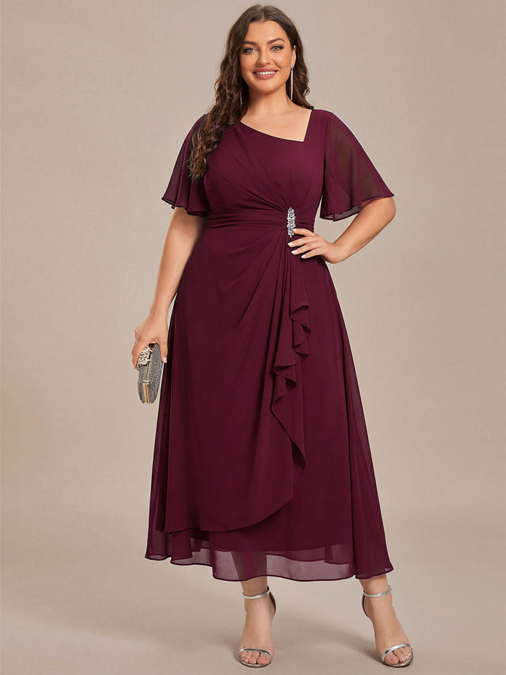 Maya| Elegant Chiffon Ruffle Sleeve Formal Dress