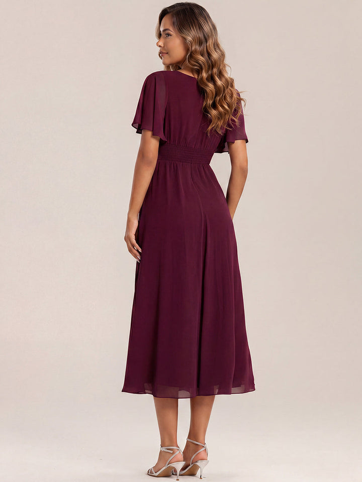 Maya| Elegant Chiffon Ruffle Sleeve Formal Dress