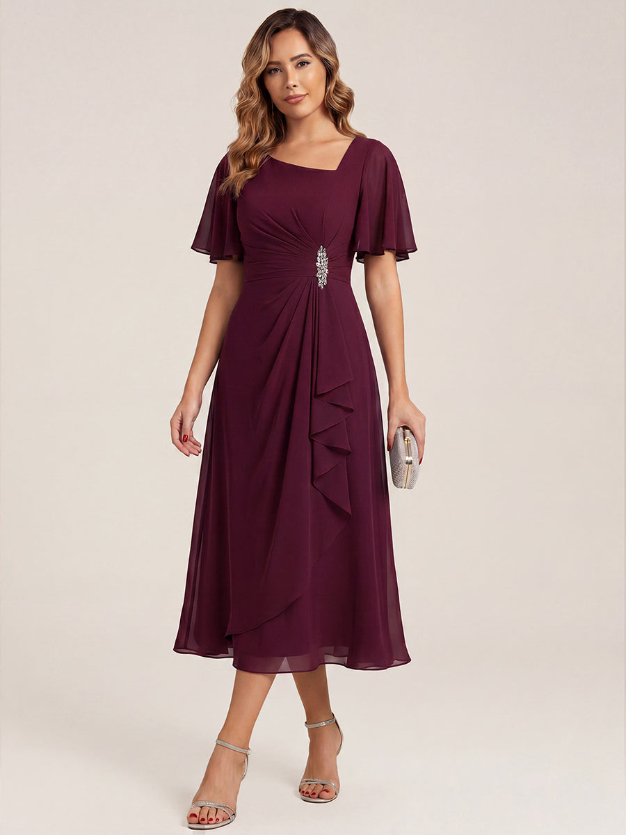 Maya| Elegant Chiffon Ruffle Sleeve Formal Dress