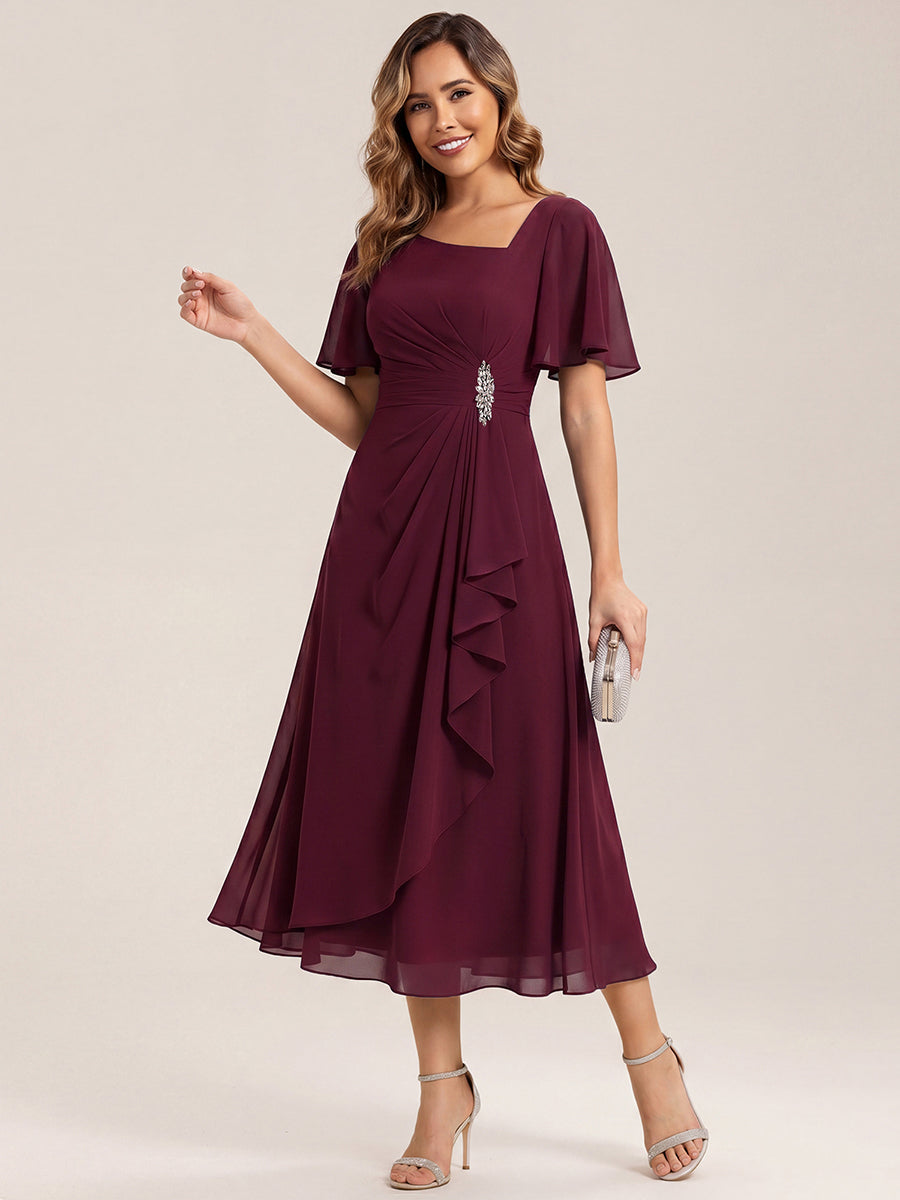 Maya| Elegant Chiffon Ruffle Sleeve Formal Dress
