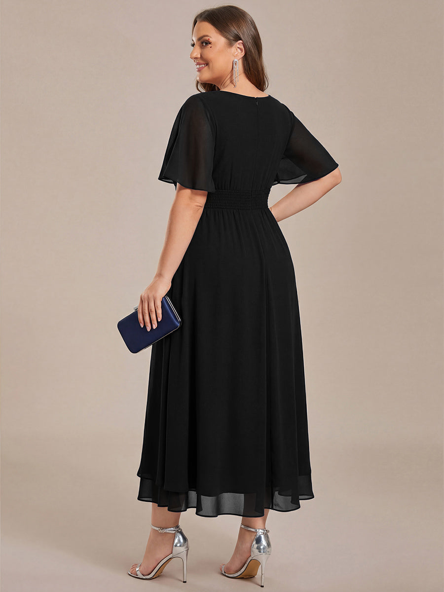Maya| Elegant Chiffon Ruffle Sleeve Formal Dress
