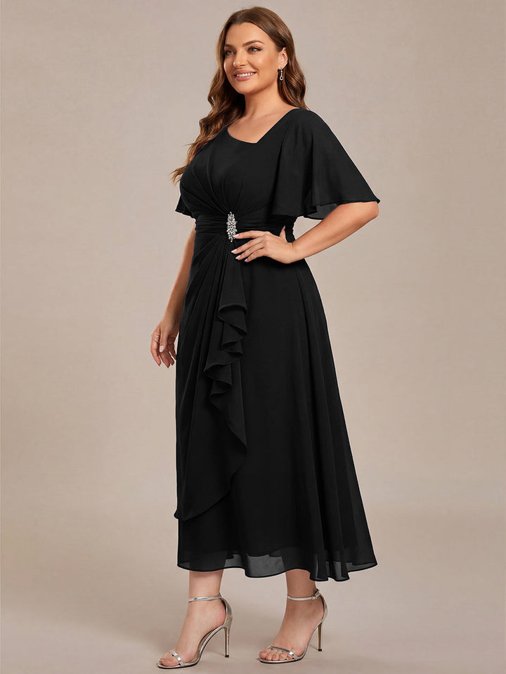 Maya| Elegant Chiffon Ruffle Sleeve Formal Dress