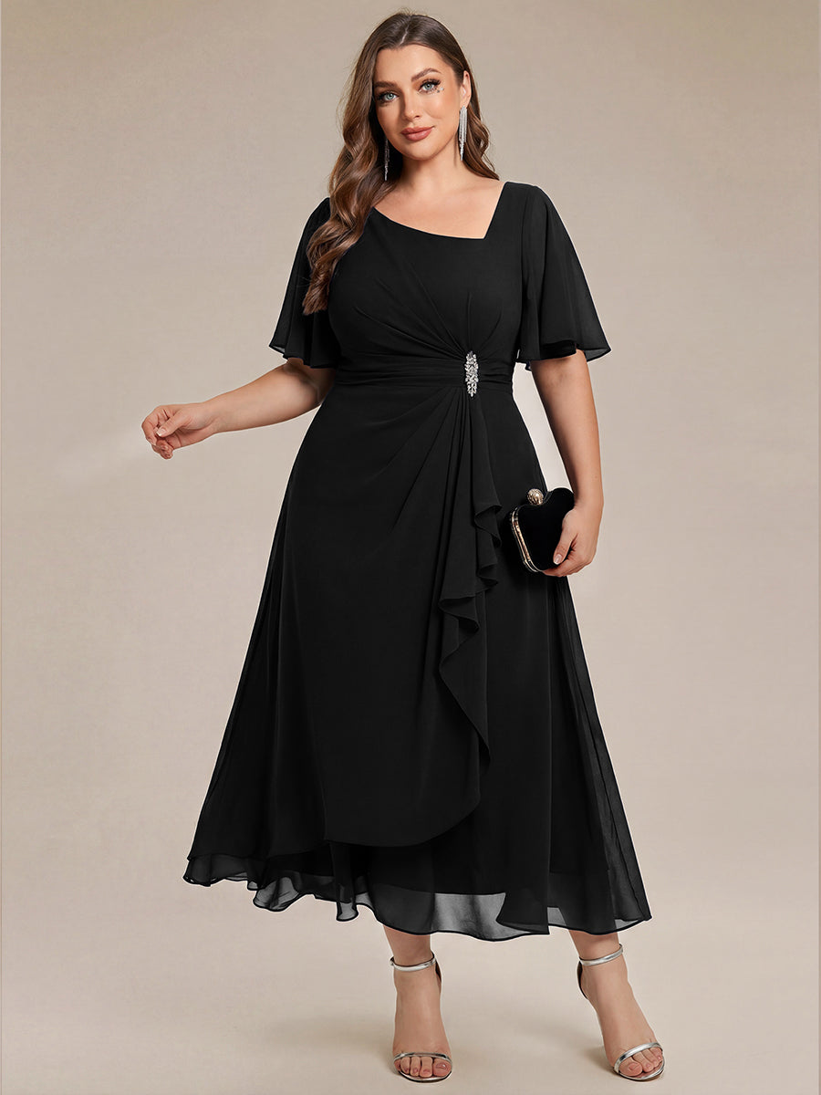 Maya| Elegant Chiffon Ruffle Sleeve Formal Dress