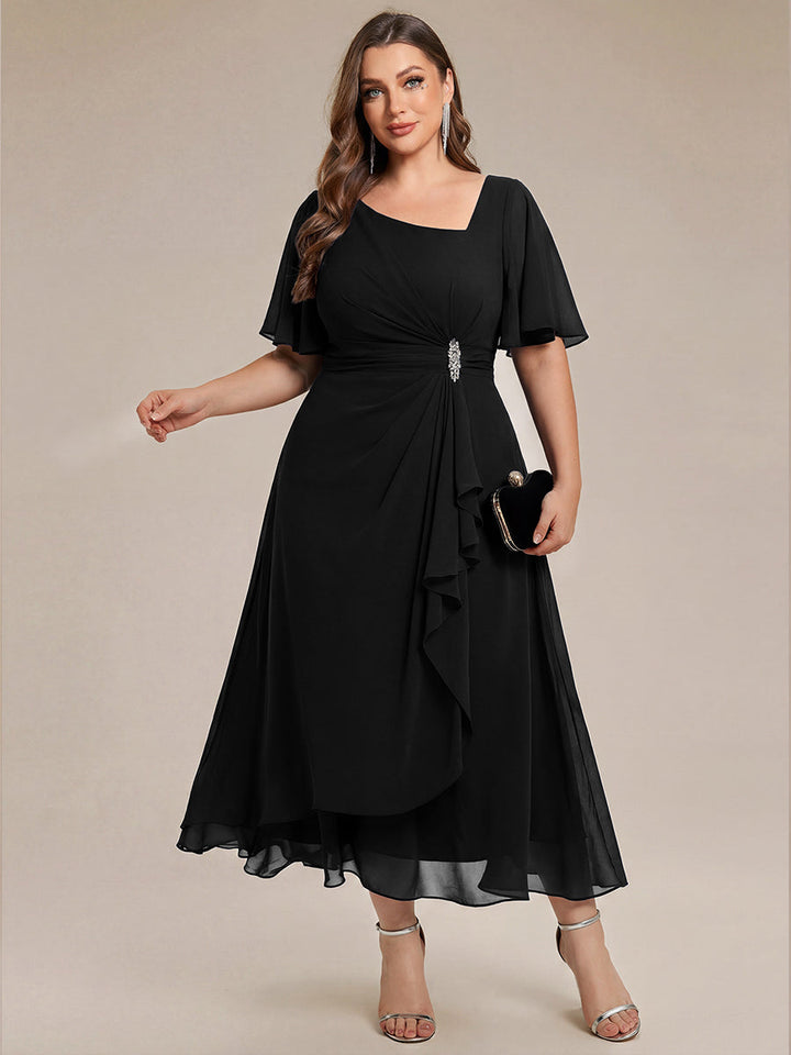 Maya| Elegant Chiffon Ruffle Sleeve Formal Dress