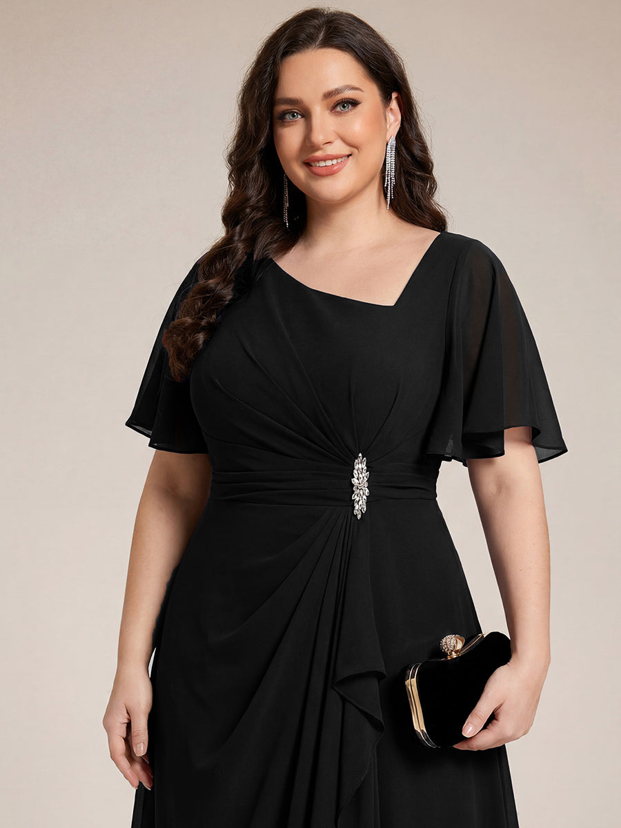 Maya| Elegant Chiffon Ruffle Sleeve Formal Dress