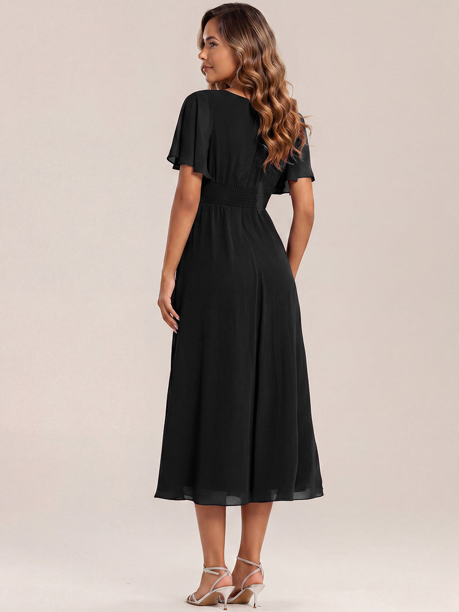 Maya| Elegant Chiffon Ruffle Sleeve Formal Dress