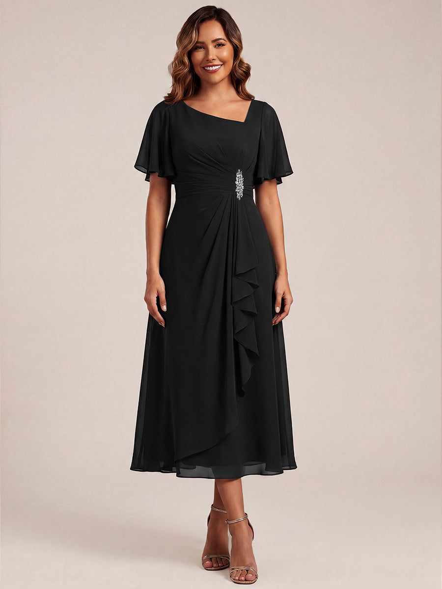 Maya| Elegant Chiffon Ruffle Sleeve Formal Dress