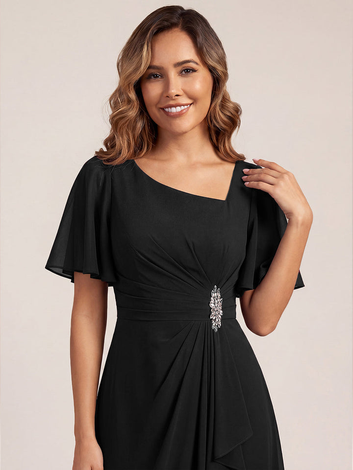 Maya| Elegant Chiffon Ruffle Sleeve Formal Dress