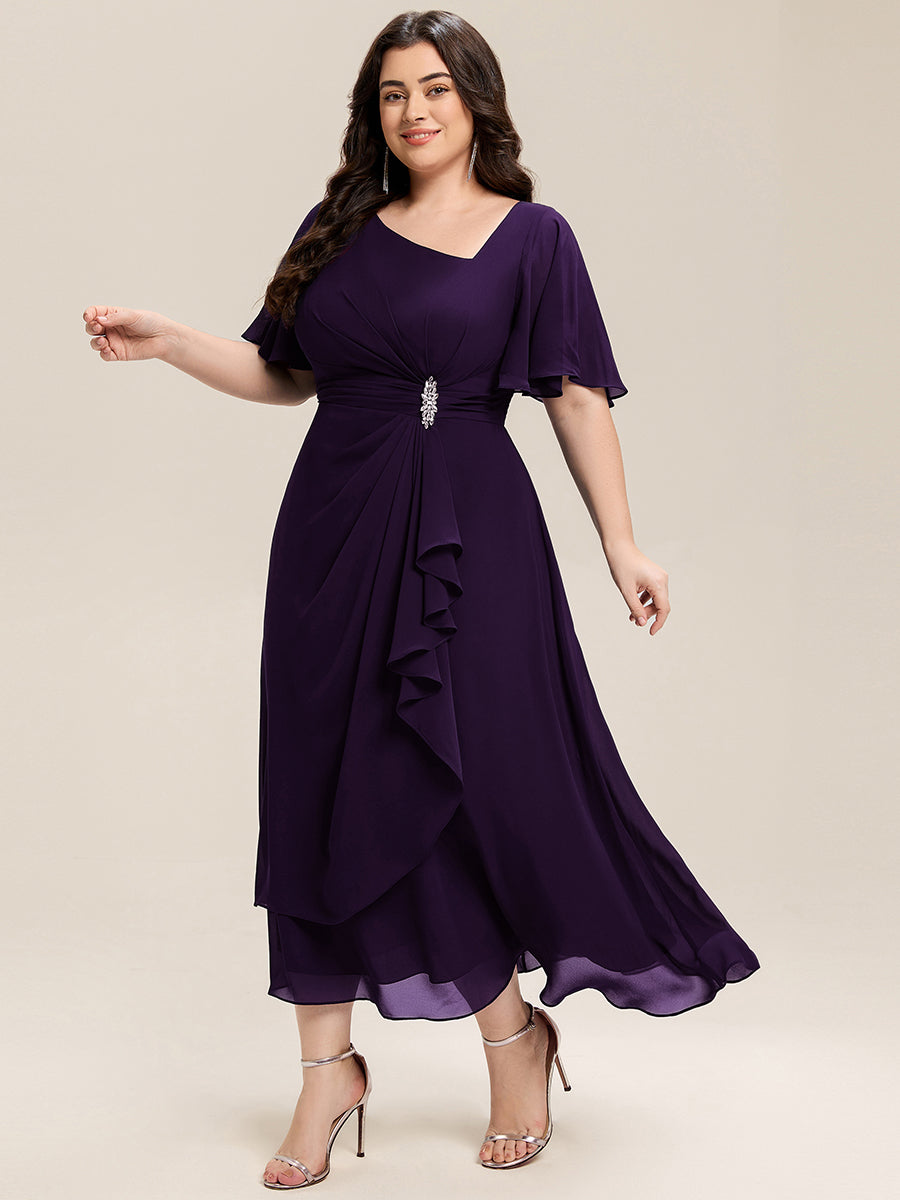 Maya| Elegant Chiffon Ruffle Sleeve Formal Dress
