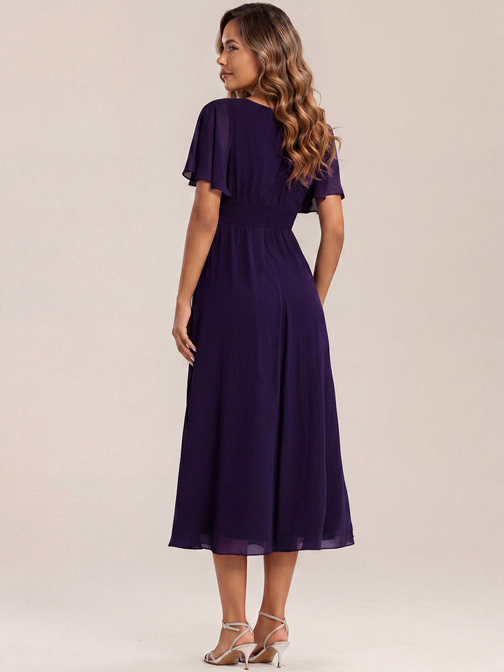 Maya| Elegant Chiffon Ruffle Sleeve Formal Dress
