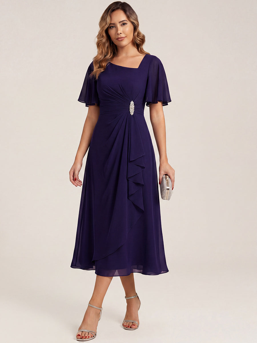 Maya| Elegant Chiffon Ruffle Sleeve Formal Dress