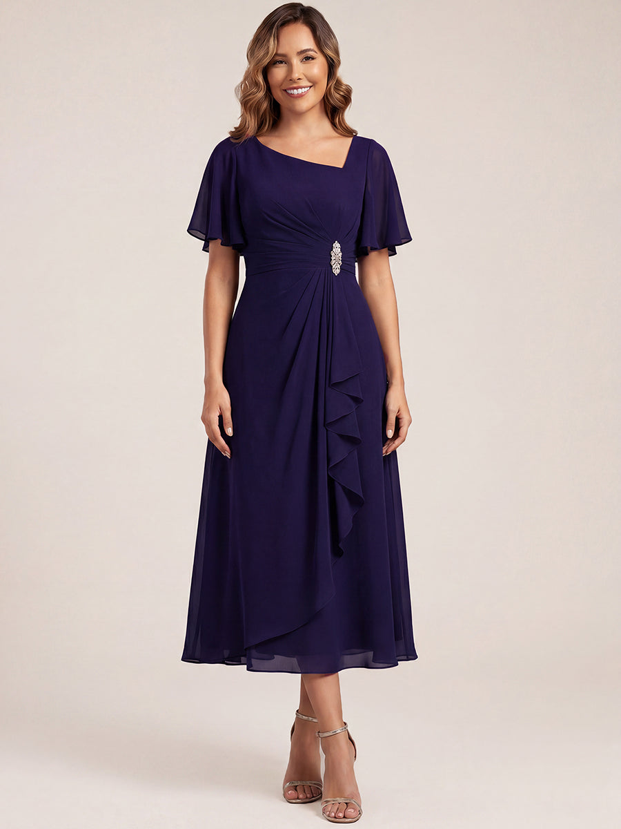 Maya| Elegant Chiffon Ruffle Sleeve Formal Dress