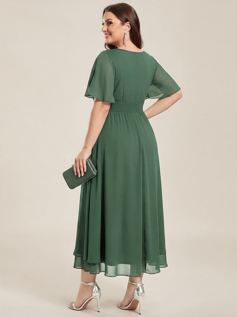 Maya| Elegant Chiffon Ruffle Sleeve Formal Dress