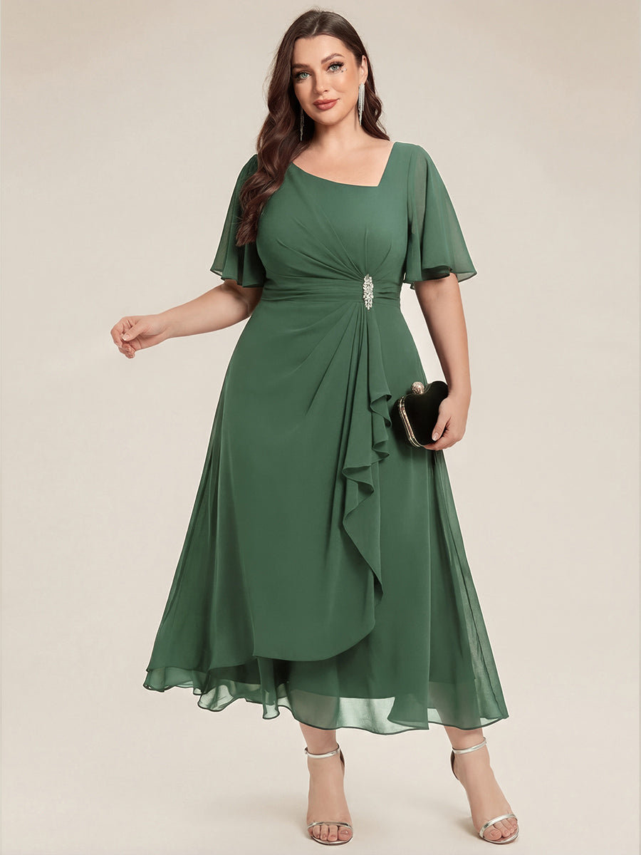 Maya| Elegant Chiffon Ruffle Sleeve Formal Dress
