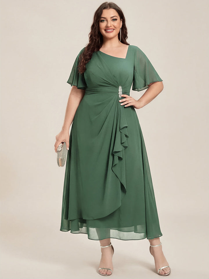 Maya| Elegant Chiffon Ruffle Sleeve Formal Dress
