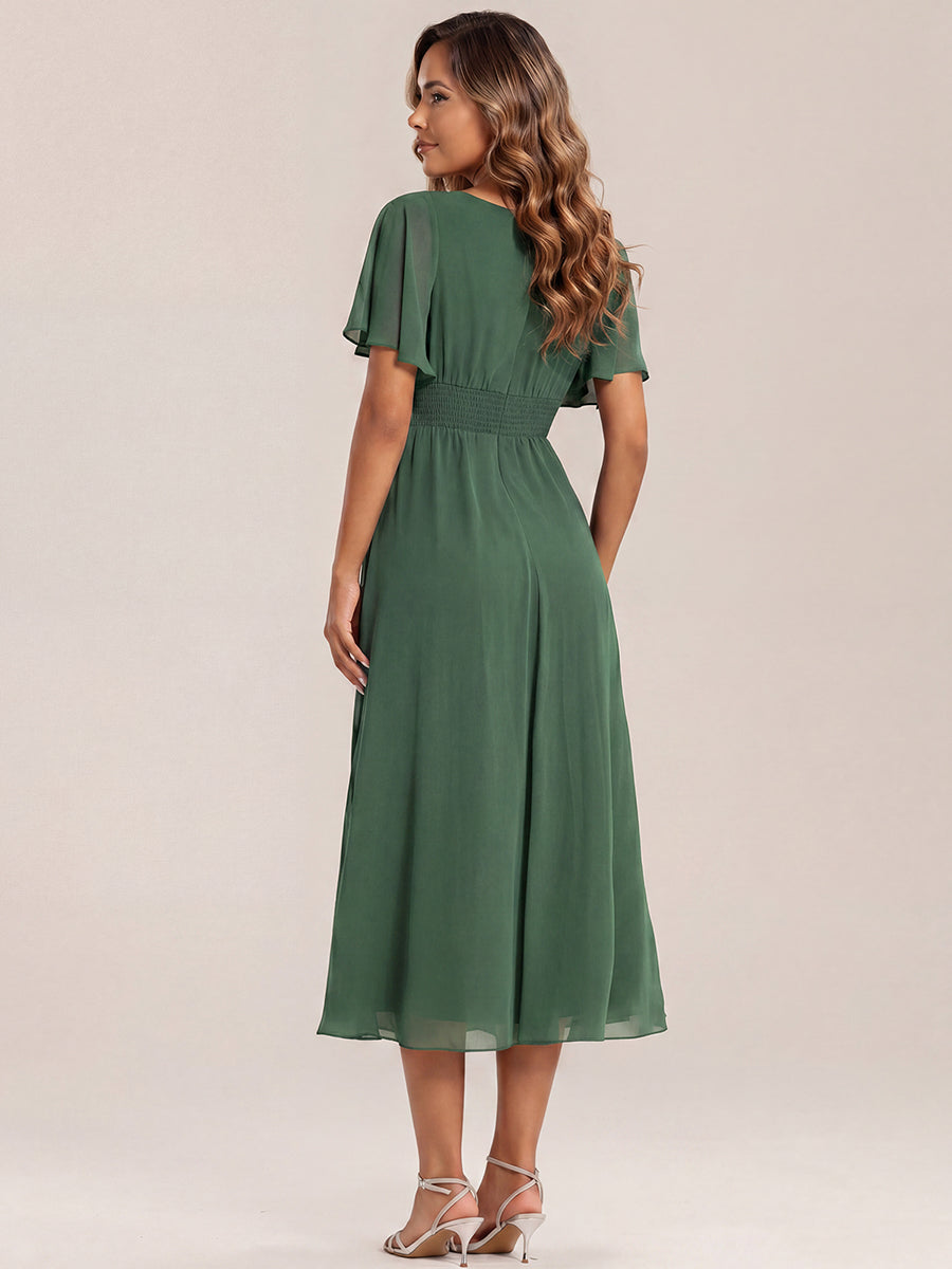 Maya| Elegant Chiffon Ruffle Sleeve Formal Dress