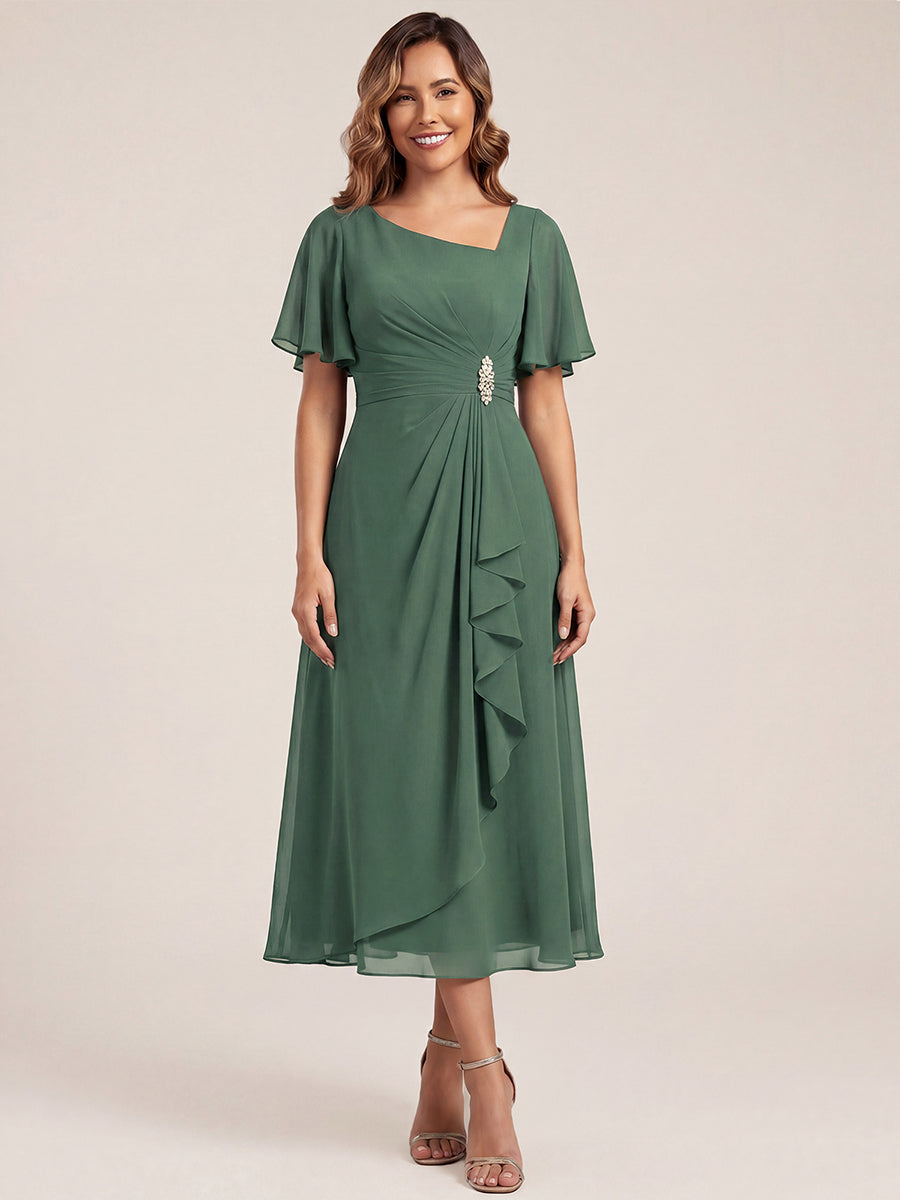 Maya| Elegant Chiffon Ruffle Sleeve Formal Dress
