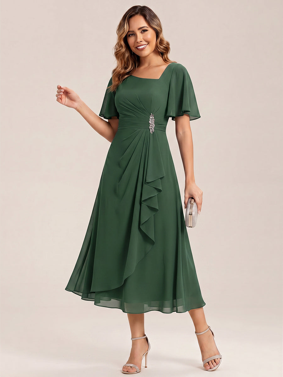 Maya| Elegant Chiffon Ruffle Sleeve Formal Dress