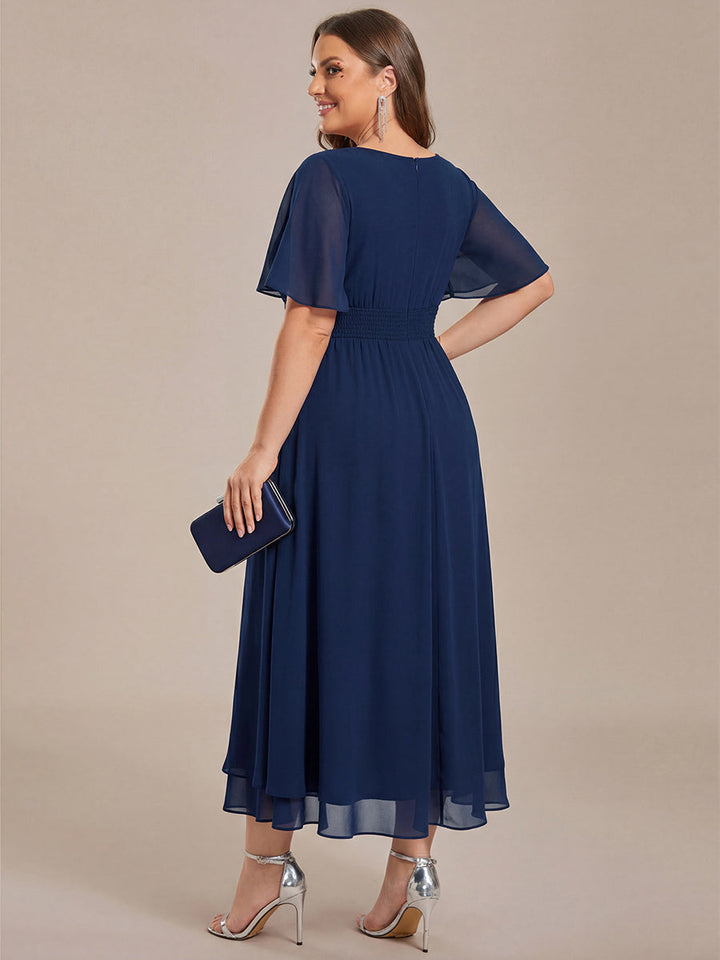 Maya| Elegant Chiffon Ruffle Sleeve Formal Dress