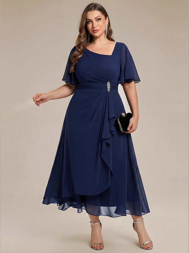 Maya| Elegant Chiffon Ruffle Sleeve Formal Dress