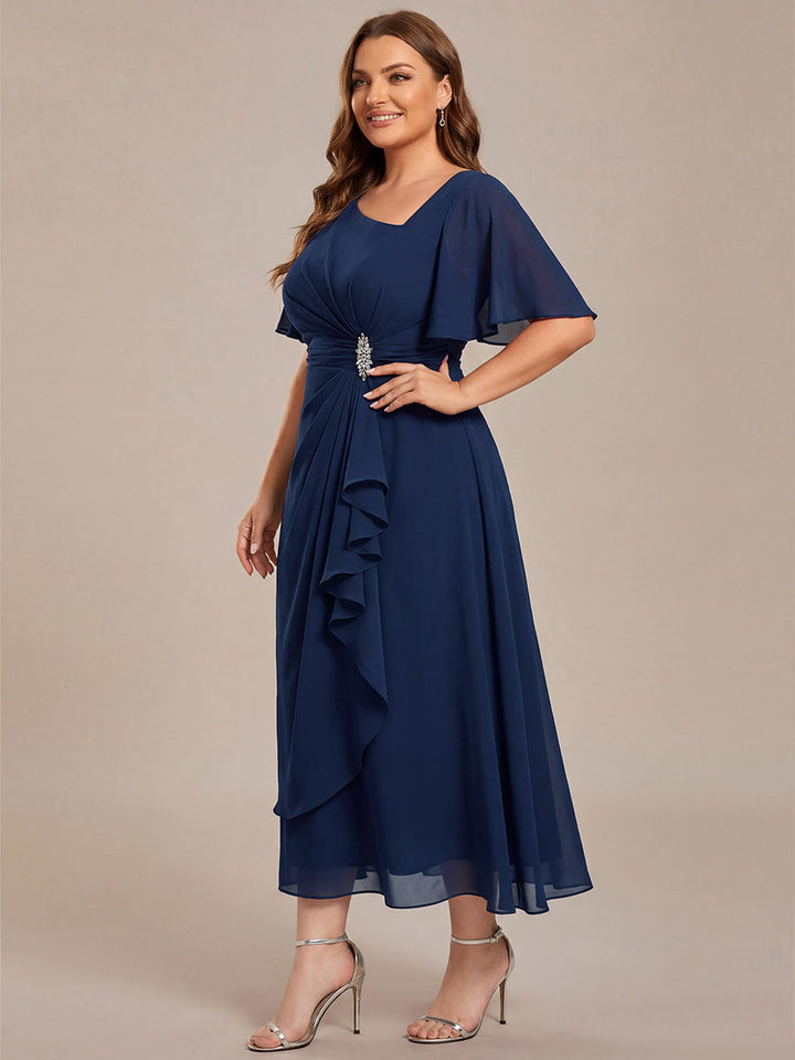 Maya| Elegant Chiffon Ruffle Sleeve Formal Dress
