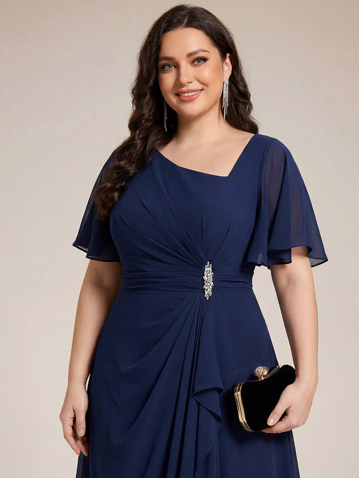 Maya| Elegant Chiffon Ruffle Sleeve Formal Dress
