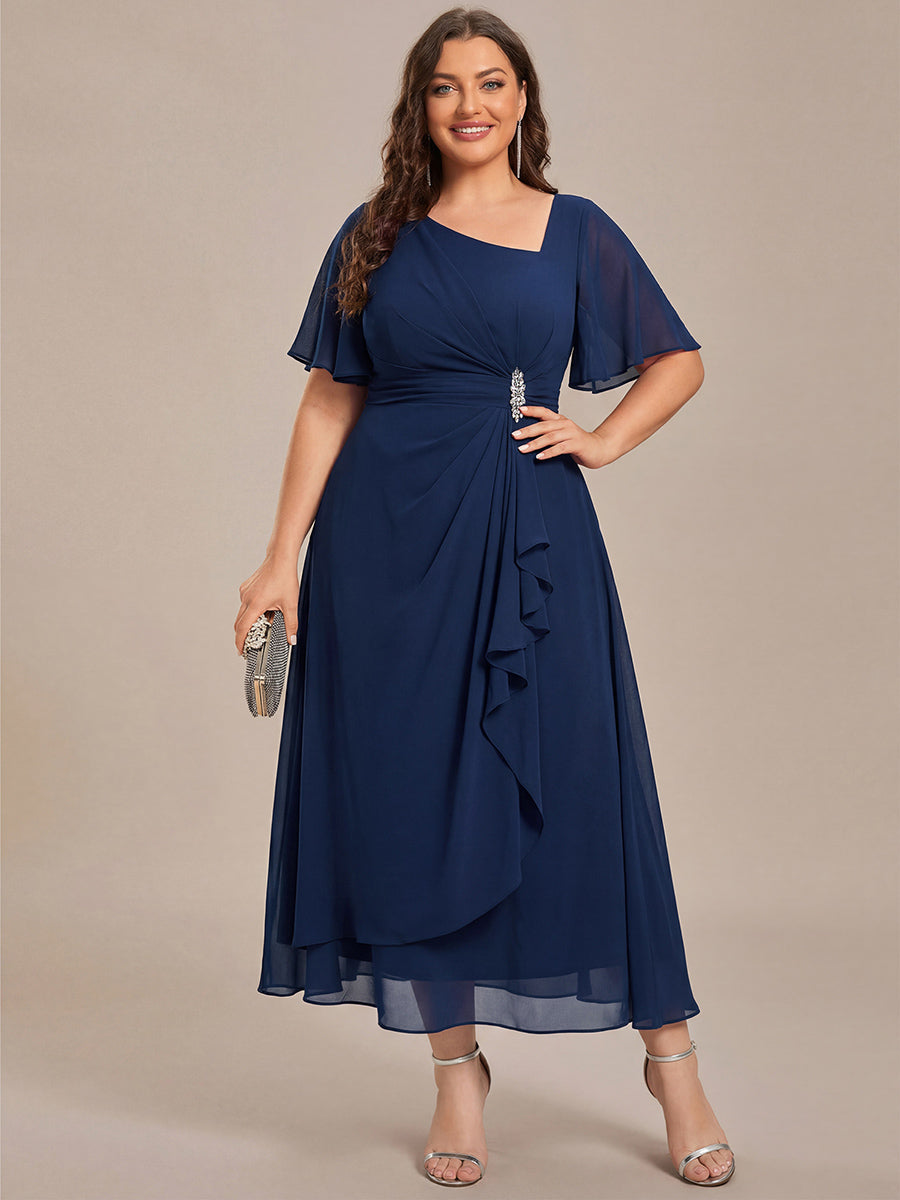 Maya| Elegant Chiffon Ruffle Sleeve Formal Dress