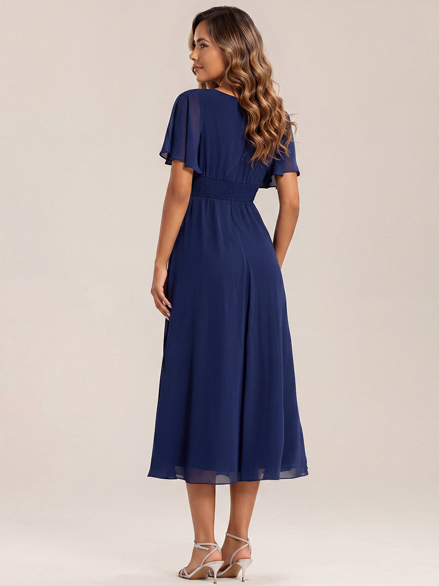 Maya| Elegant Chiffon Ruffle Sleeve Formal Dress