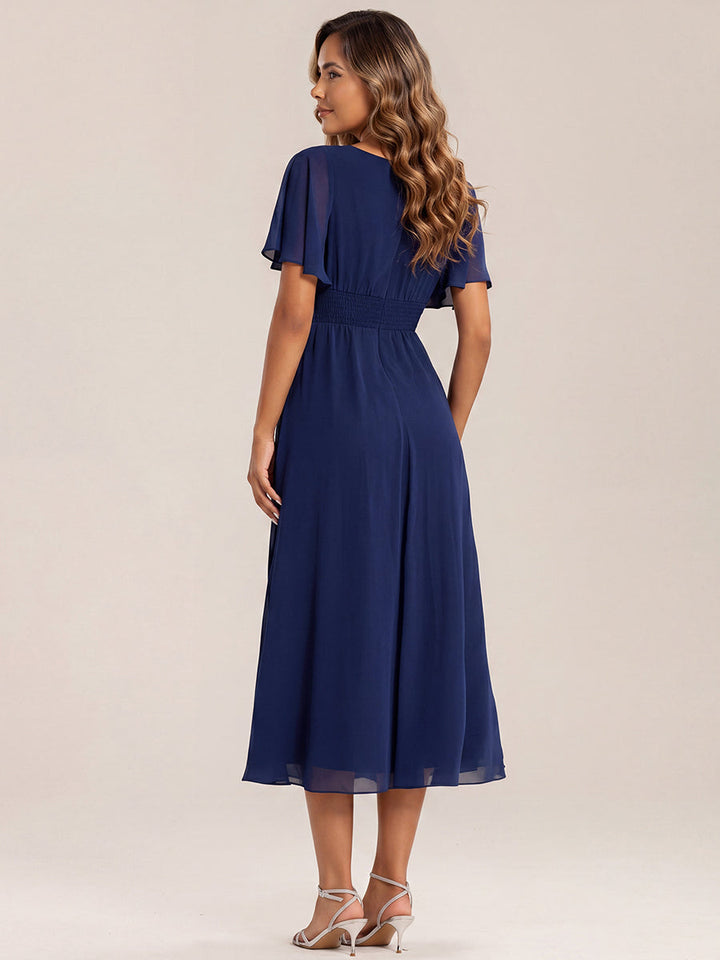 Maya| Elegant Chiffon Ruffle Sleeve Formal Dress