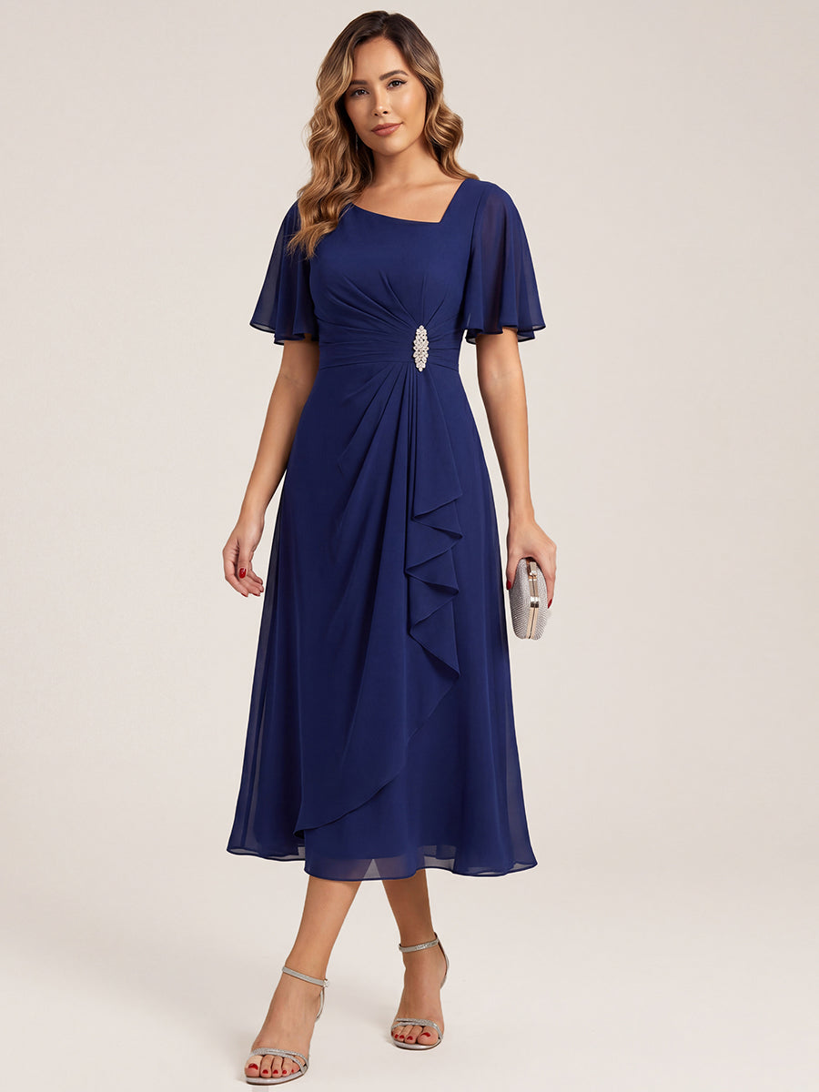 Maya| Elegant Chiffon Ruffle Sleeve Formal Dress