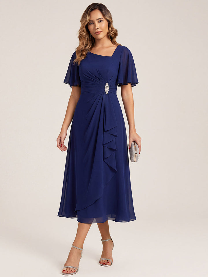 Maya| Elegant Chiffon Ruffle Sleeve Formal Dress