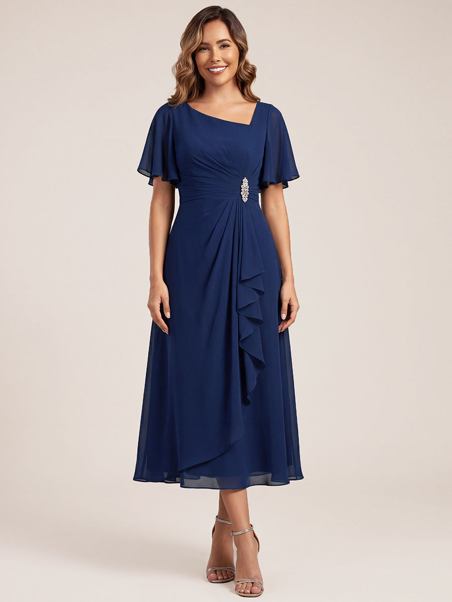 Maya| Elegant Chiffon Ruffle Sleeve Formal Dress