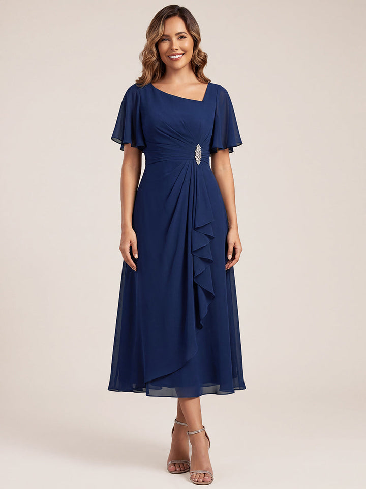 Maya| Elegant Chiffon Ruffle Sleeve Formal Dress