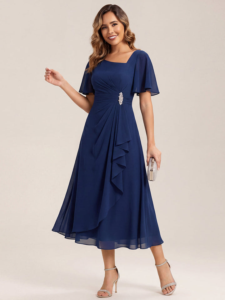 Maya| Elegant Chiffon Ruffle Sleeve Formal Dress